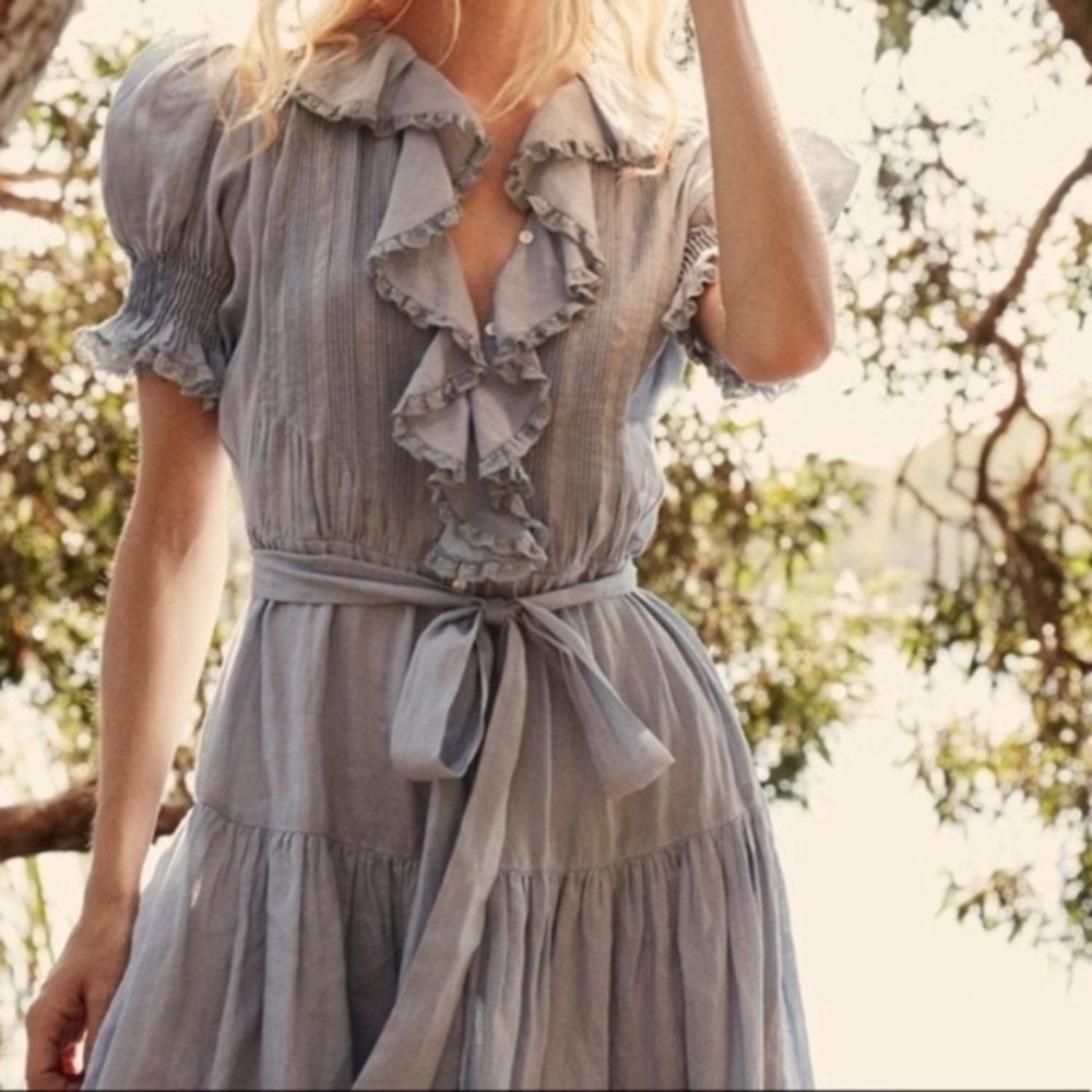 Doen marine belted poet dress brown tan - Picture 13 of 13